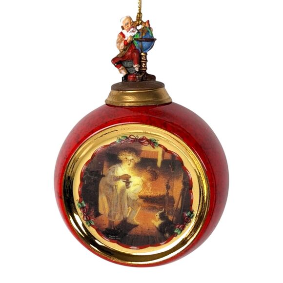 Vintage Norman Rockwell Ornaments: "Is He Coming Yet?" & Santas Workshop - Picture 2 of 7